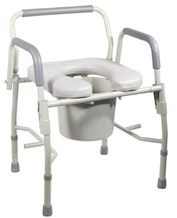 Drive Medical Drive Commode Chair drive Padded Drop Arm Steel Frame 19 to 23 Inch Height - 11125PSKD-1