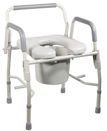 drive - Commode Chair Padded Drop Arm Steel Frame 13-1/2 Inch Seat Width - 11125PSKD-1