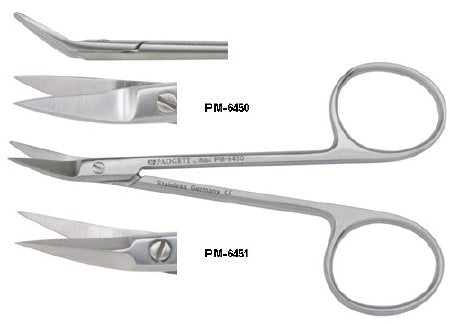 Padgett - Conjunctival Scissors Wilmer-Converse 4-1/8 Inch Length Surgical Grade Stainless Steel NonSterile Finger Ring Handle Angled Blade Semi Sharp - PM-6450