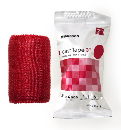 McKesson McKesson Cast Tape 3 Inch X 12 Foot Fiberglass Red - 115-3R
