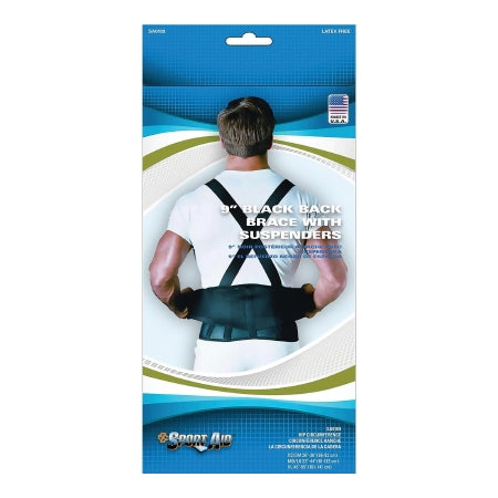 Sport-Aid - Back Support X-Small Hook and Loop Closure 26 Inch 9 Inch Height Adult - SA0109 BLA X/S