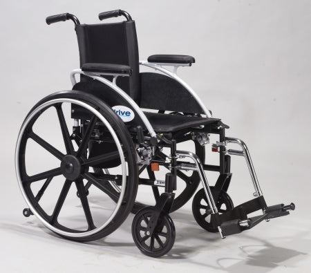 Drive Medical Viper Lightweight Wheelchair Dual Axle Desk Length Arm Flip Back, Padded, Removable Arm Style Mag Wheel Black 12 Inch Seat Width 250 lbs. Weight Capacity - L412DDA-SF