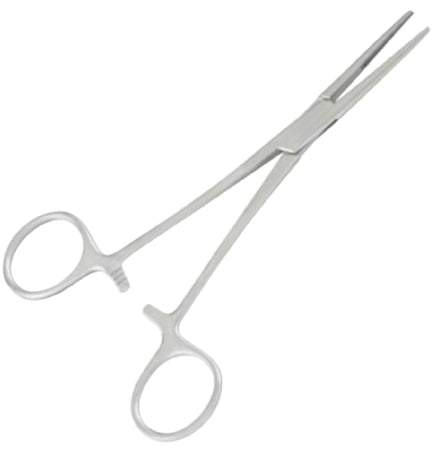 Miltex Miltex Hemostatic Forceps Kelly 5-1/2 Inch Floor Grade Stainless Steel Sterile Ratchet Lock Finger Ring Handle Curved Serrated Tips - ST7-38