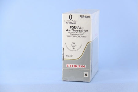 J & J Healthcare Systems PDS Plus Antibacterial Suture with Needle Absorbable Uncoated Violet Suture Monofilament Polydioxanone with Irgacare MP Antibacterial Suture Size 0 36 Inch Suture 1-Needle 48 mm Length 1/2 Circle Taper Point Needle - PDP370T