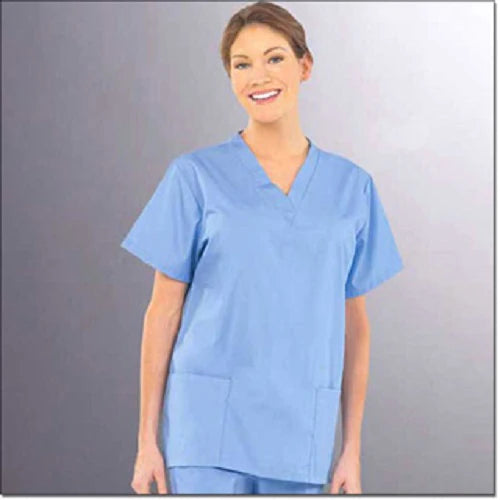 Fashion Seal Uniforms - Scrub Shirt 2X-Large Ceil Blue 2 Pockets Short Set-In Sleeve Female - 7347-2XL