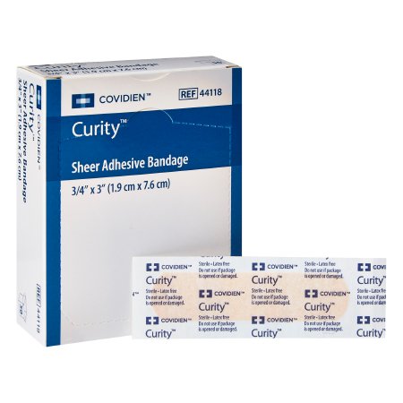 Curity - Adhesive Strip 3/4 X 3 Inch Plastic Rectangle Sheer Sterile - 44118