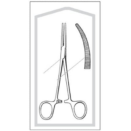Econo - Hemostatic Forceps Crile 5-1/2 Inch Length Floor Grade Pakistan Stainless Steel Sterile Ratchet Lock Finger Ring Handle Curved Serrated Tips - 96-2553