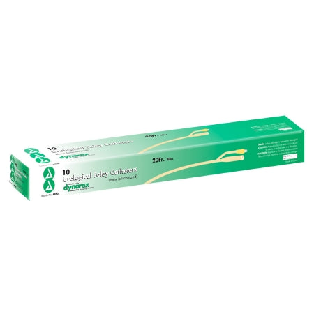Dynarex - Foley Catheter 2-Way Standard Tip 30 cc Balloon 20 Fr. Silicone Coated Latex - 4960