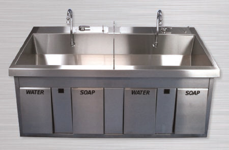 Future Health Concepts - Surgical Scrub Sink Wall Mounted or Free Standing Double Sink - FHCSS64