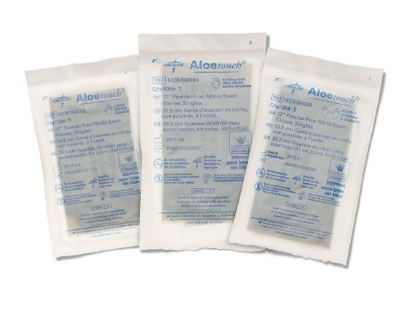 Aloetouch - Exam Glove Medium Sterile Pair Nitrile Extended Cuff Length Fully Textured Green Chemo Tested - Medline - MDS194086