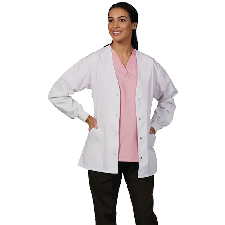 Fashion Seal Uniforms - Warm-Up Jacket White 2X-Large Hip Length Reusable - 7364-2XL