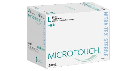 Ansell Micro-Touch NitraTex Exam Glove X-Large Sterile Pair Nitrile Extended Cuff Length Textured Fingertips Blue Chemo Tested - 6034154