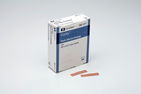 Cardinal Curity Adhesive Strip 3/8 X 1-1/2 Inch Plastic Rectangle Tan Sterile - 44117