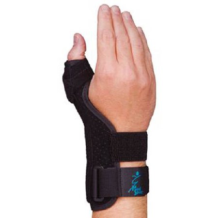 Patterson Medical Supply Thumb Support Aluminum Stay Suede Leather / Polypropylene Felt Left or Right Hand Black One Size Fits Most - 56298701