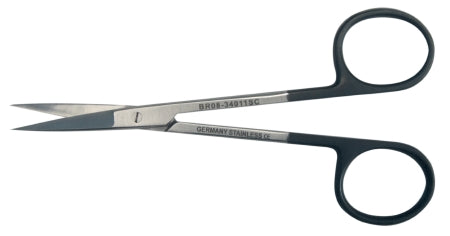 BR Surgical BR Surgical SuperCut Iris Scissors 4-1/2 Inch Length Surgical Grade Stainless Steel NonSterile Finger Ring Handle Straight Sharp/Sharp - BR08-34011SC
