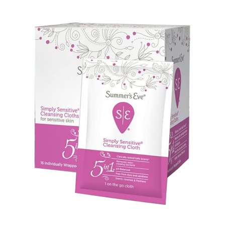 Summer's Eve Simply Sensitive - Personal Wipe Individual Packet Purified Water / Octoxynol-9 / Citric Acid Scented 16 Count - 04160887110