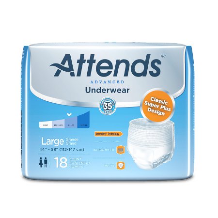 Attends Advanced - Unisex Adult Absorbent Underwear Pull On with Tear Away Seams Large Disposable Heavy Absorbency - APP0730