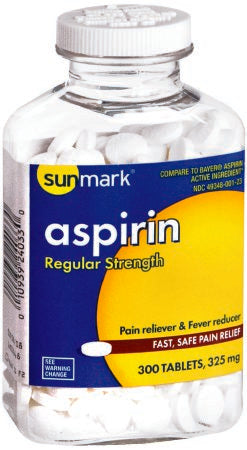 McKesson sunmark Pain Relief 325 mg Strength Aspirin Tablet 300 per Bottle - 49348000123
