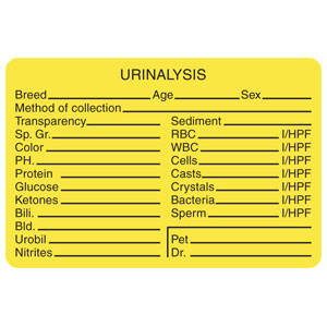 Tabbies Urinalysis Labels, "Fluorescent Red" - 3"W x 2"H, 320 per Roll - V-AN300