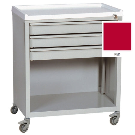 ETC Line - Treatment Cart Steel 23.38 X 27.25 X 15.13 Inch Red 3 Drawers, 2.75 Inch / 12 Inch Compartment - ETC-3