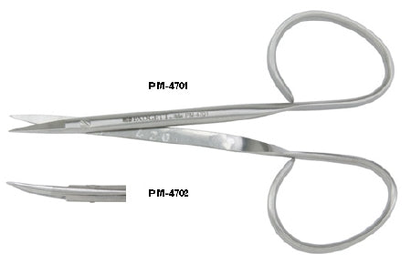 Miltex Padgett Iris Scissors 3-3/4 Inch Length Surgical Grade Stainless Steel NonSterile Finger Ring Handle Curved Blade Sharp/Sharp - PM-4702