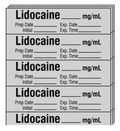 Shamrock Scientific Pre-Printed Label Anesthesia Label Lidocaine 1% EPI - SA-A-SPECIAL