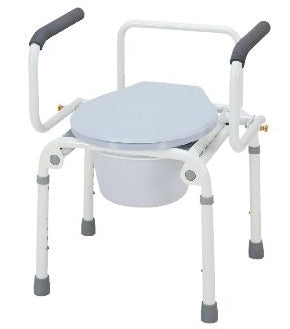 Merits Health Products Commode Chair Drop Arm Steel Frame - C313-WTMU