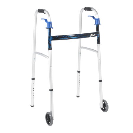 drive - Dual Release Folding Walker Adjustable Height Aluminum Frame 350 lbs. Weight Capacity 32 to 39 Inch Height - 10226-1