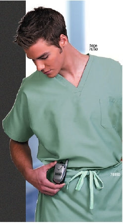 Fashion Seal Uniforms Scrub Shirt Large Ceil Blue 1 Pocket Extra Long Cap Sleeves Unisex - 78737-L