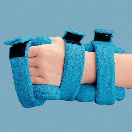 Patterson Medical Supply Comfy Hand/Wrist/Finger Orthosis Terry Cloth Left or Right Hand Blue Small - 563081
