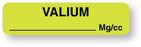 United Ad Label Pre-Printed Label Anesthesia Label Valium ____Mg/cc Fluorescent Green 5/16 X 1-1/4 Inch - ULAM134
