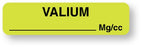 UAL - Drug Label Anesthesia Label Valium_mg/cc Fluorescent Green 5/16 X 1-1/4 Inch - ULAM134