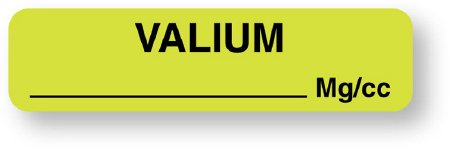 UAL - Drug Label Anesthesia Label Valium_mg/cc Fluorescent Green 5/16 X 1-1/4 Inch - ULAM134