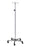 Clinton Industries - IV Pole Ram Horn Hooks 4-Hook 5 Legs Cast Aluminum Base, Soft Roll Dual Wheel Casters, 23 Inch Base Diameter - IVS-354
