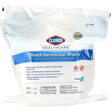 Clorox Healthcare Bleach Germicidal - Surface Disinfectant Cleaner Refill Premoistened Germicidal Manual Pull Wipe 110 Count Pouch Floral Bleach Scent NonSterile - 30359