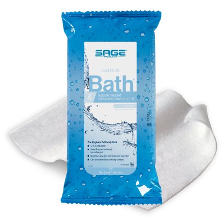 Essential Bath Medium Weight - Rinse-Free Bath Wipe Soft Pack Purified Water / Methylpropanediol / Glycerin / Aloe Scented 8 Count - 7800