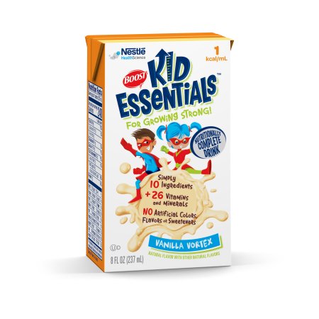 Nestle Healthcare Nutrition Boost Kid Essentials 1.0 Pediatric Oral Supplement / Tube Feeding Formula Vanilla Vortex Flavor 8 oz. Tetra Brik Ready to Use - 33510000