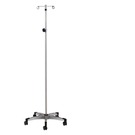 Clinton Industries IV Pole Ram Horn Hooks 2-Hook 5 Legs Cast Aluminum Base, Soft Roll Dual Wheel Casters, 23 Inch Base Diameter - IVS-352
