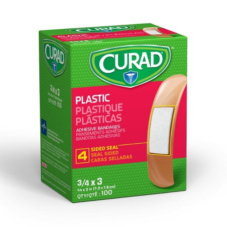 Curad - Adhesive Strip 3/4 X 3 Inch Plastic Rectangle Tan Sterile - Medline - NON25500