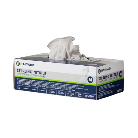 O&M Halyard Inc STERLING Exam Glove Medium NonSterile Nitrile Standard Cuff Length Textured Fingertips Gray Chemo Tested - 50707