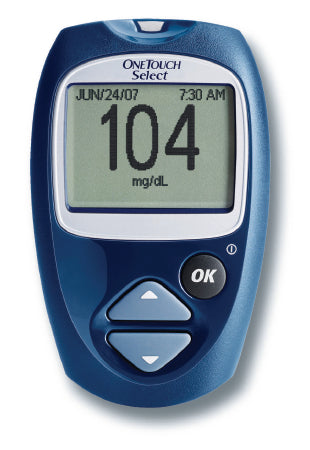 LifeScan OneTouch Select Blood Glucose Meter 5 Seconds Stores Up To 350 Results, 7-, 14-, and 30-Day Averaging Test Strip Coding - 021-381