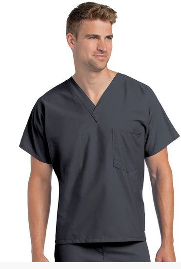 Landau Uniforms - Scrub Shirt 4X-Large White 2 Pockets Short Sleeve Male - 7502WWP4XLG