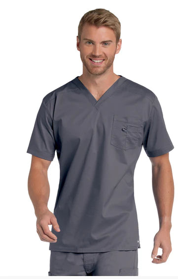 Landau Uniforms - Scrub Shirt Medium White 2 Pockets Short Sleeve Male - 7502WWPM