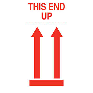 Tabbies "THIS END UP", (White&Red) - 2" H x 3" W, 500 per Roll - 43583