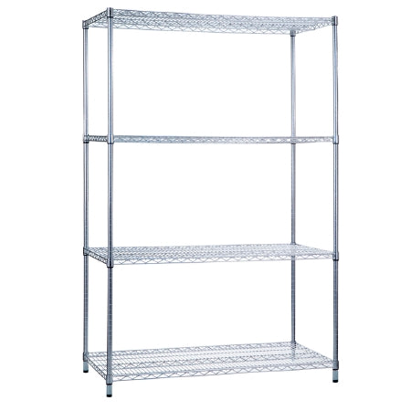 R & B Wire Products - Wire Shelving Unit 4 Shelves Adjustable 18 X 48 X 72 Inch Chrome - SU184872