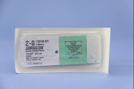 Surgilon - Suture without Needle Braided Nylon Nonabsorbable Coated Size 2 - 0 18 Inch Suture - 88861918-51