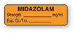 United Ad Label UAL Pre-Printed Label Anesthesia Label Midazolam / Srength _______mg/ml / Exp. Dt./Tm.____ Orange 1-1/2 X 1/2 Inch - ULAL795