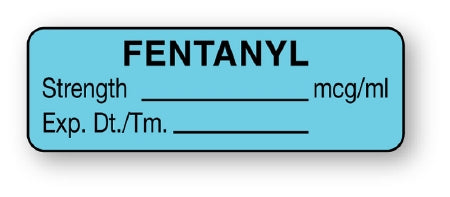 United Ad Label UAL Pre-Printed Label Anesthesia Label Fentanyl / Srength _______mg/ml / Exp. Dt./Tm.____ Light Blue 1-1/2 X 1/2 Inch - ULAL764