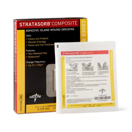 Stratasorb - Composite Island Dressing 4 X 4 Inch Polyurethane - Medline - MSC3044