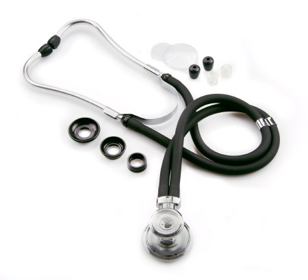 McKesson McKesson Sprague Rappaport Stethoscope Black 2-Tube 16 Inch Tube Double Sided Chestpiece - 01-640BKMCE
